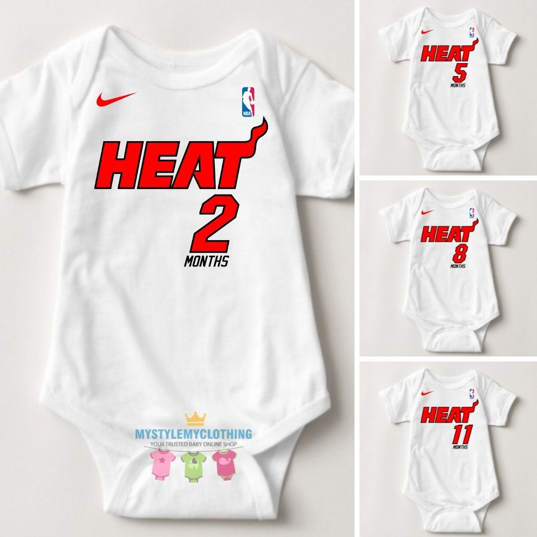 Baby Monthly Onesies - Basketball Jersey Miami Heat - MYSTYLEMYCLOTHING
