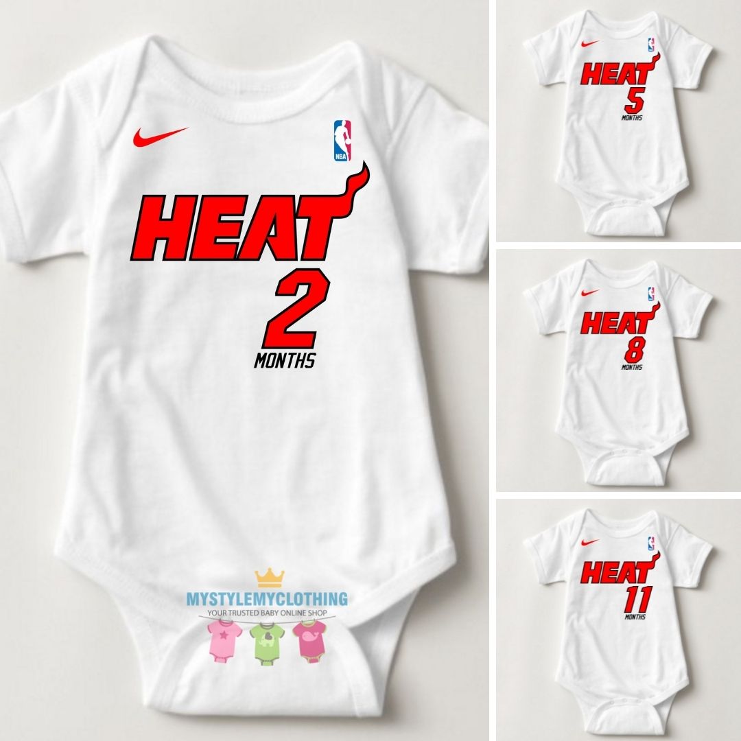 Baby Monthly Onesies - Basketball Jersey Miami Heat - MYSTYLEMYCLOTHING