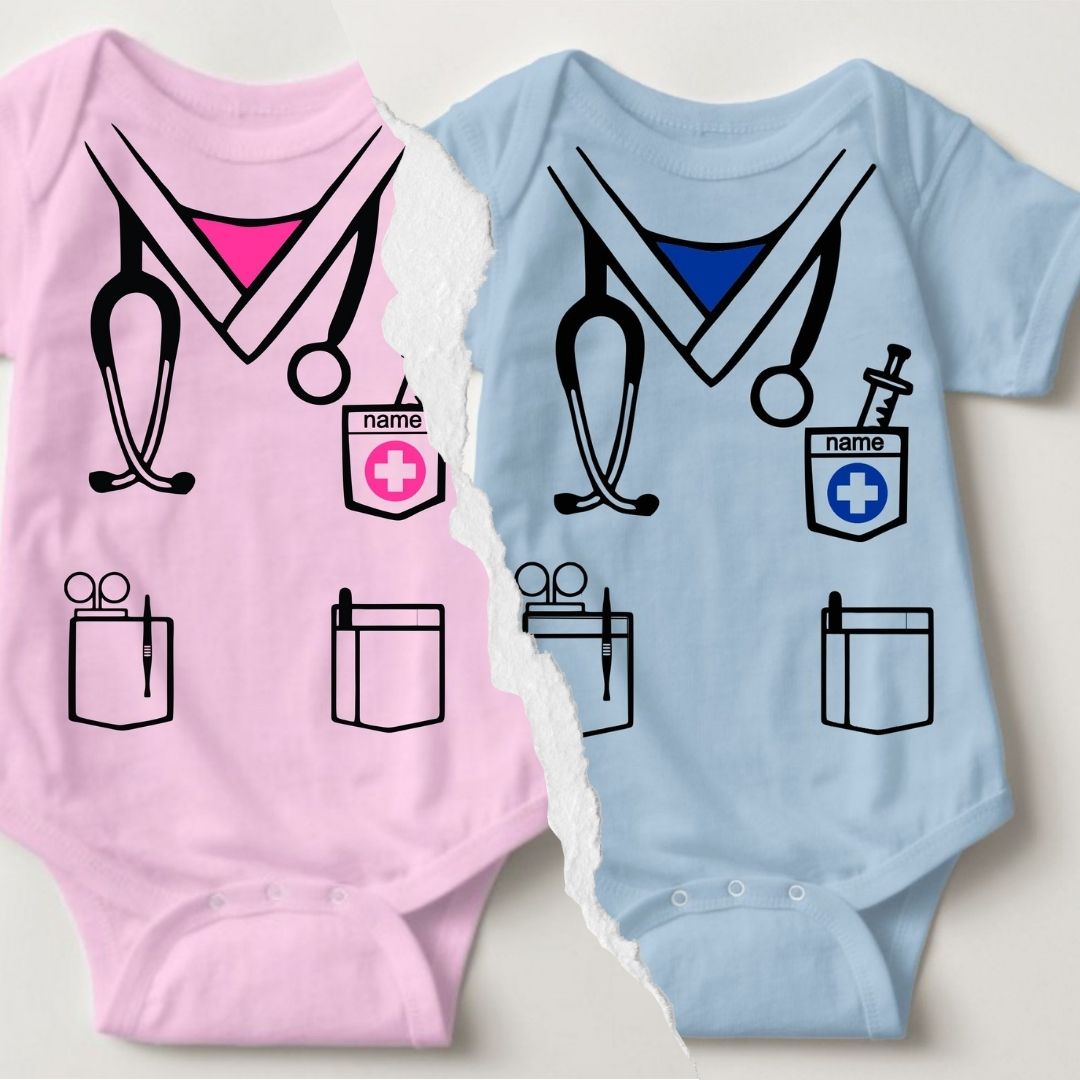 Baby Career Onesies - Surgeon Doctor Nurse Scrub Suit Blue with FREE Name Print - MYSTYLEMYCLOTHING