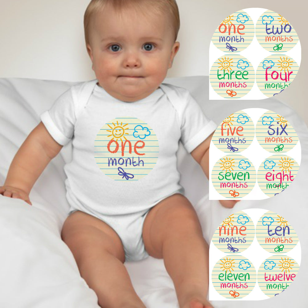 Baby Custom Monthly Onesies - Chalk - MYSTYLEMYCLOTHING