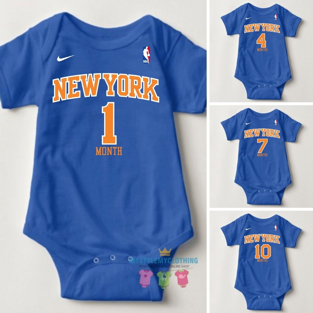 Baby Monthly Onesies - Basketball Jersey New York Knicks