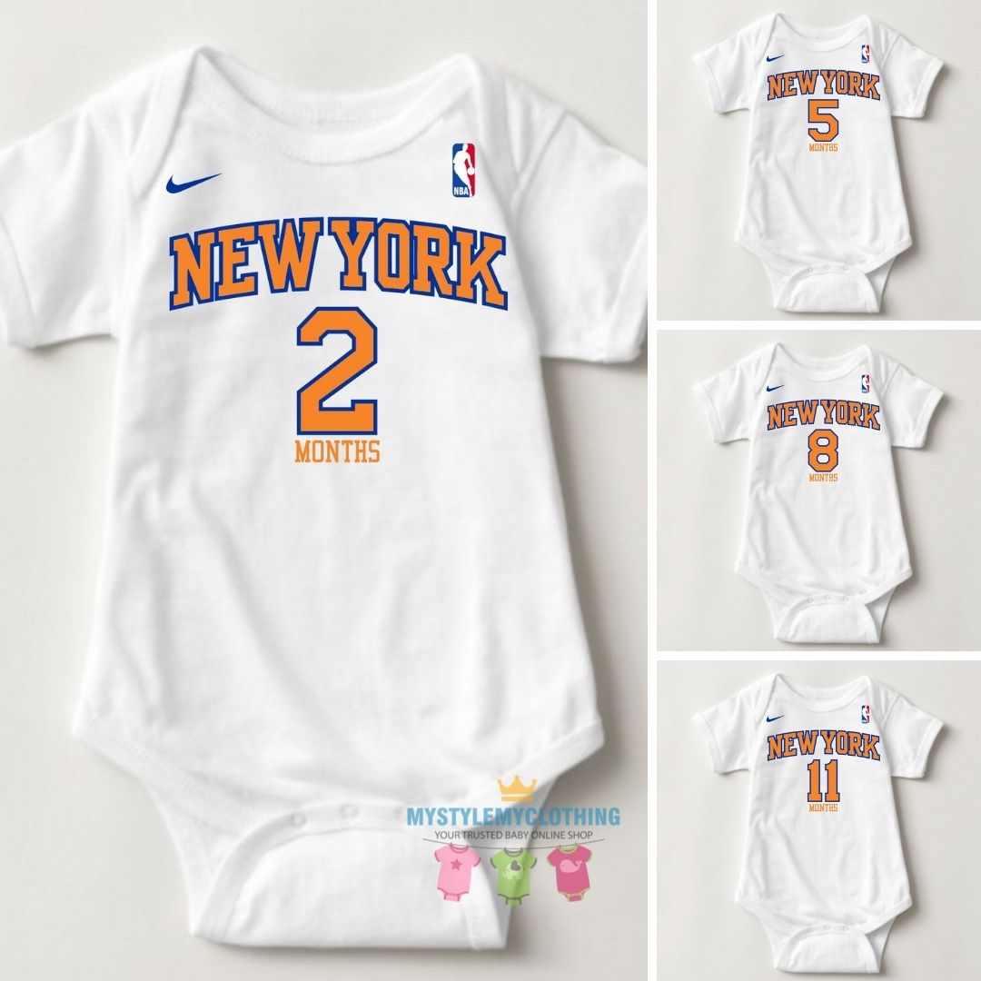 Baby Monthly Onesies - Basketball Jersey New York Knicks