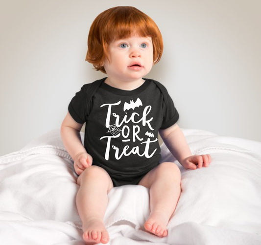 Baby Halloween  Onesies - Trick or Treat Cursive Colored - MYSTYLEMYCLOTHING