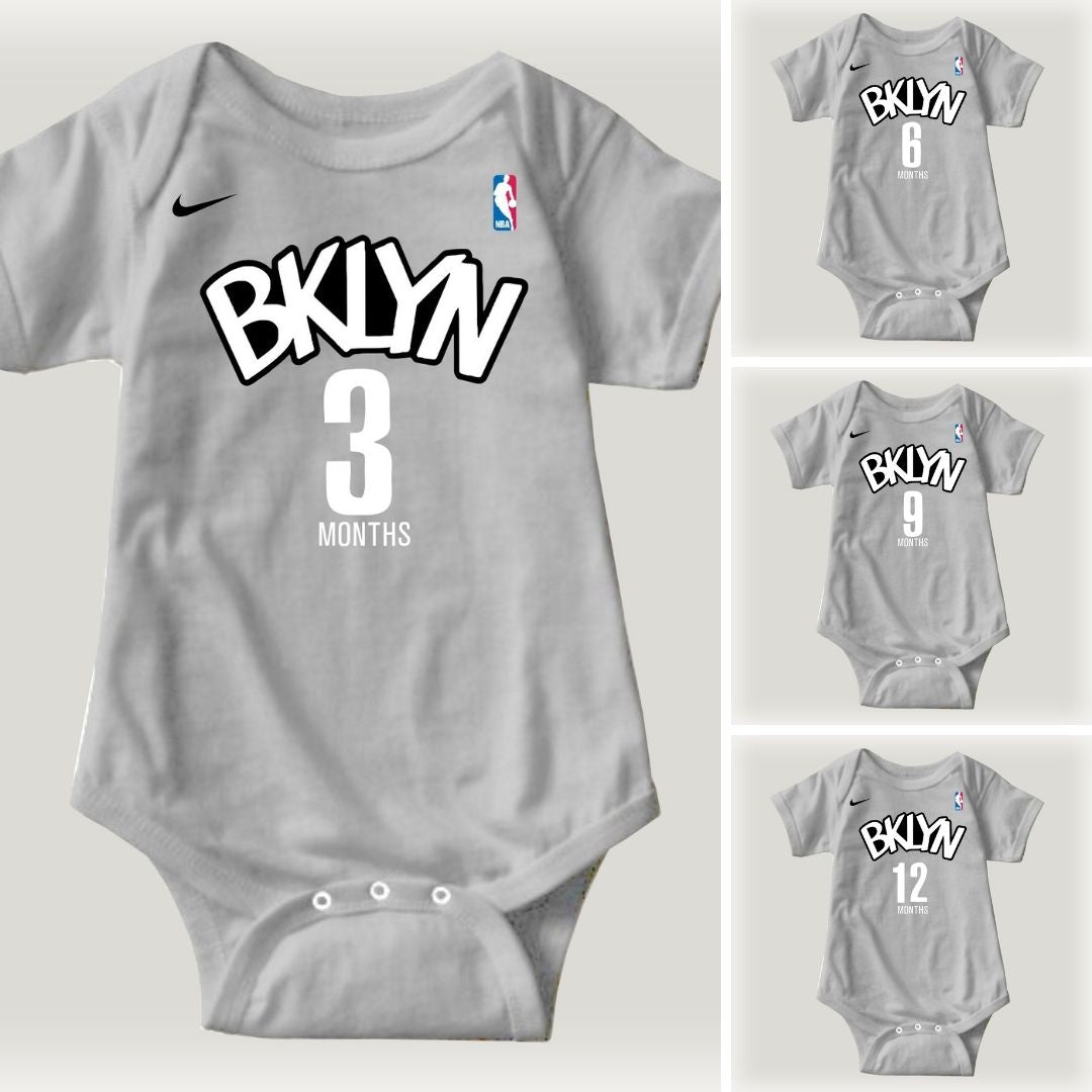 Baby Monthly Onesies - Basketball Jersey Brooklyn Nets - MYSTYLEMYCLOTHING