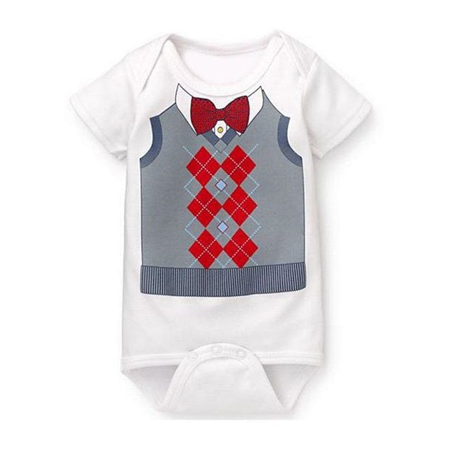 Baby Romper Red Bowtie Vest Tuxedo Statement - MYSTYLEMYCLOTHING