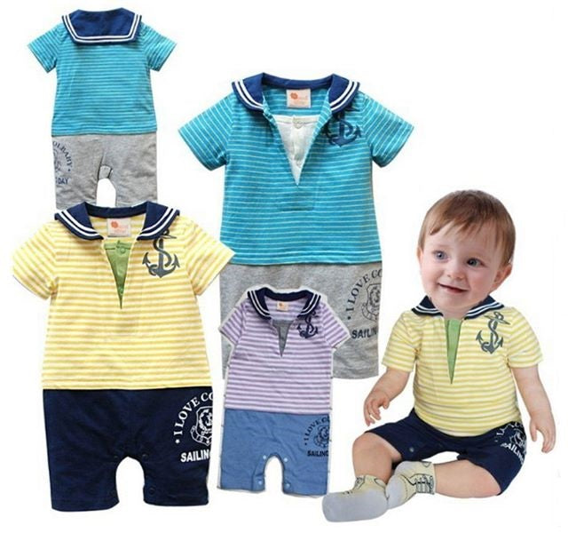 Baby Romper Lavender Anchor Sailor Romper - MYSTYLEMYCLOTHING