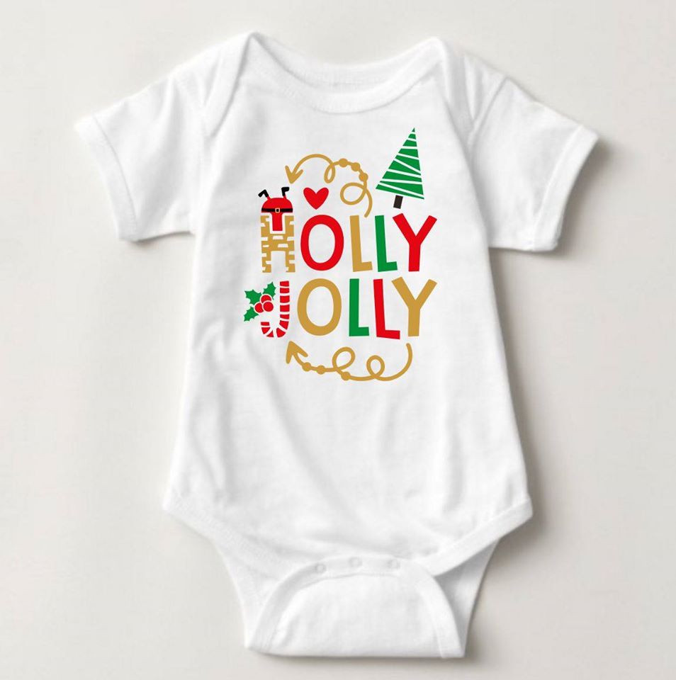 Baby Christmas Holiday Onesies - Holly Jolly - MYSTYLEMYCLOTHING