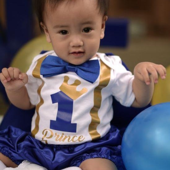 Baby Little Prince Set with Name Print (No Crown inclusion) - Royal Blue - MYSTYLEMYCLOTHING