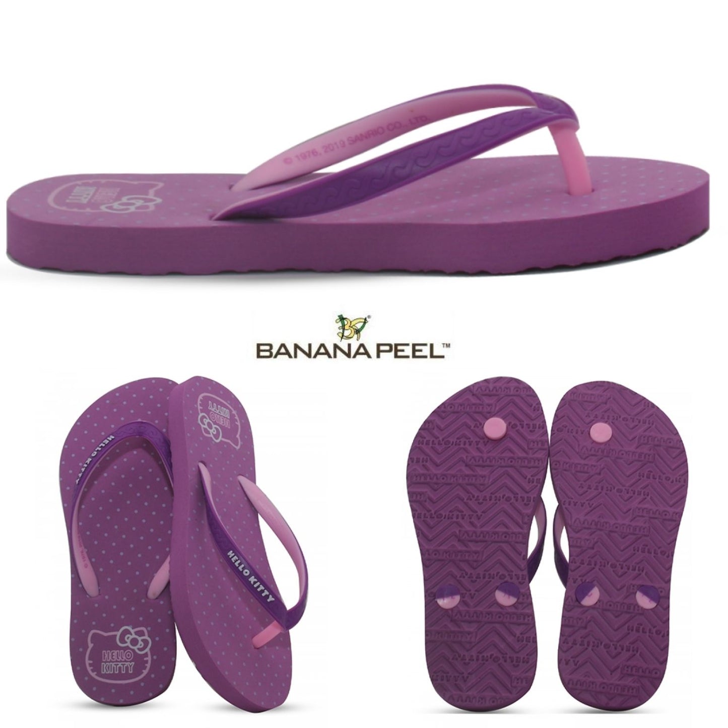 Banana Peel Girls Slippers Kids Glitzy Cat - Violet Haze