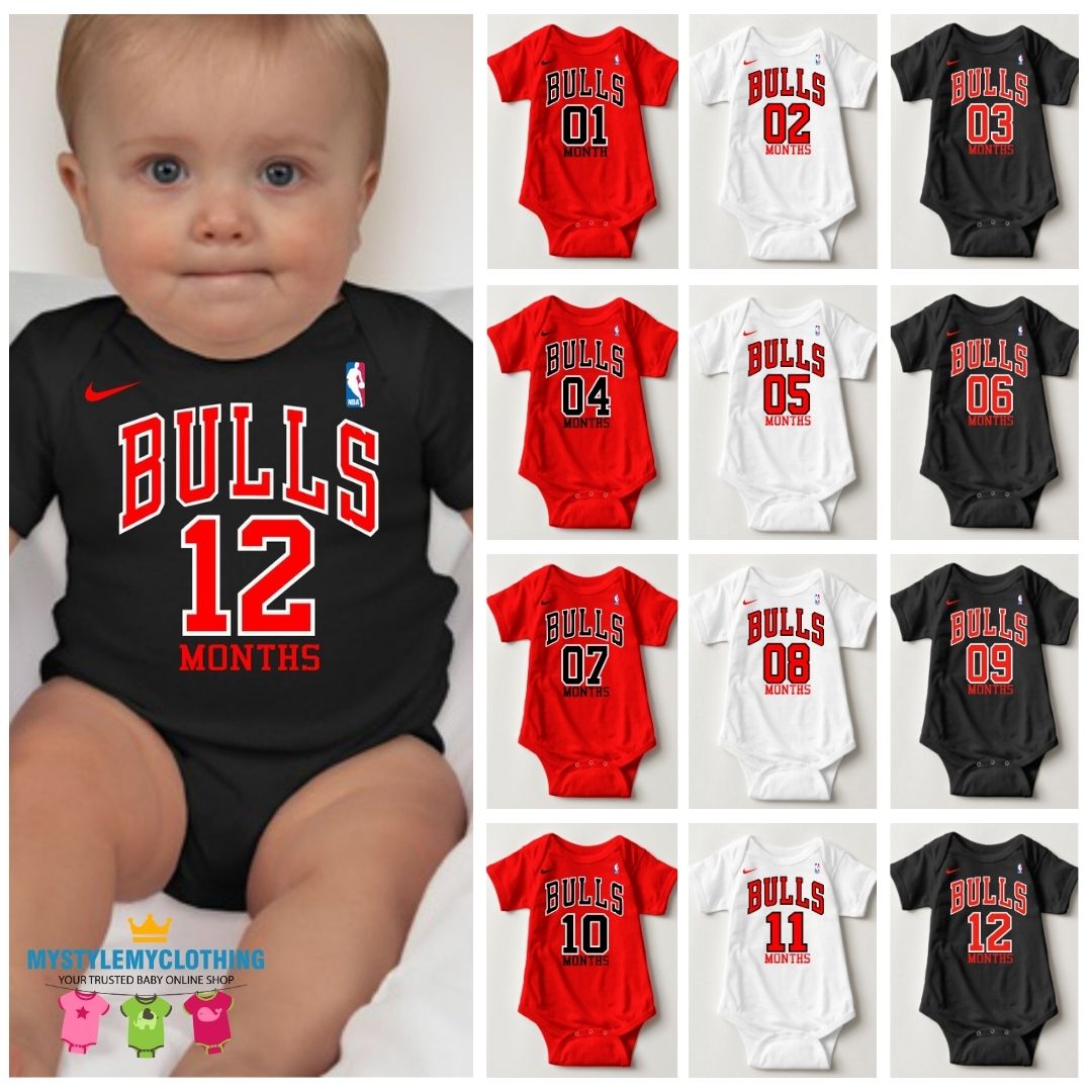 Baby Monthly Onesies - Basketball Jersey Chicago Bulls - MYSTYLEMYCLOTHING