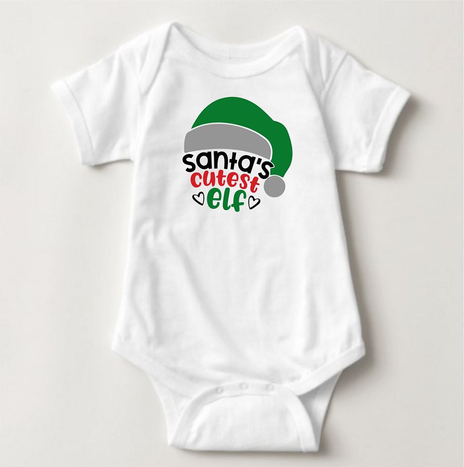 Baby Christmas Holiday Onesies - Santas Cutest Elf - MYSTYLEMYCLOTHING