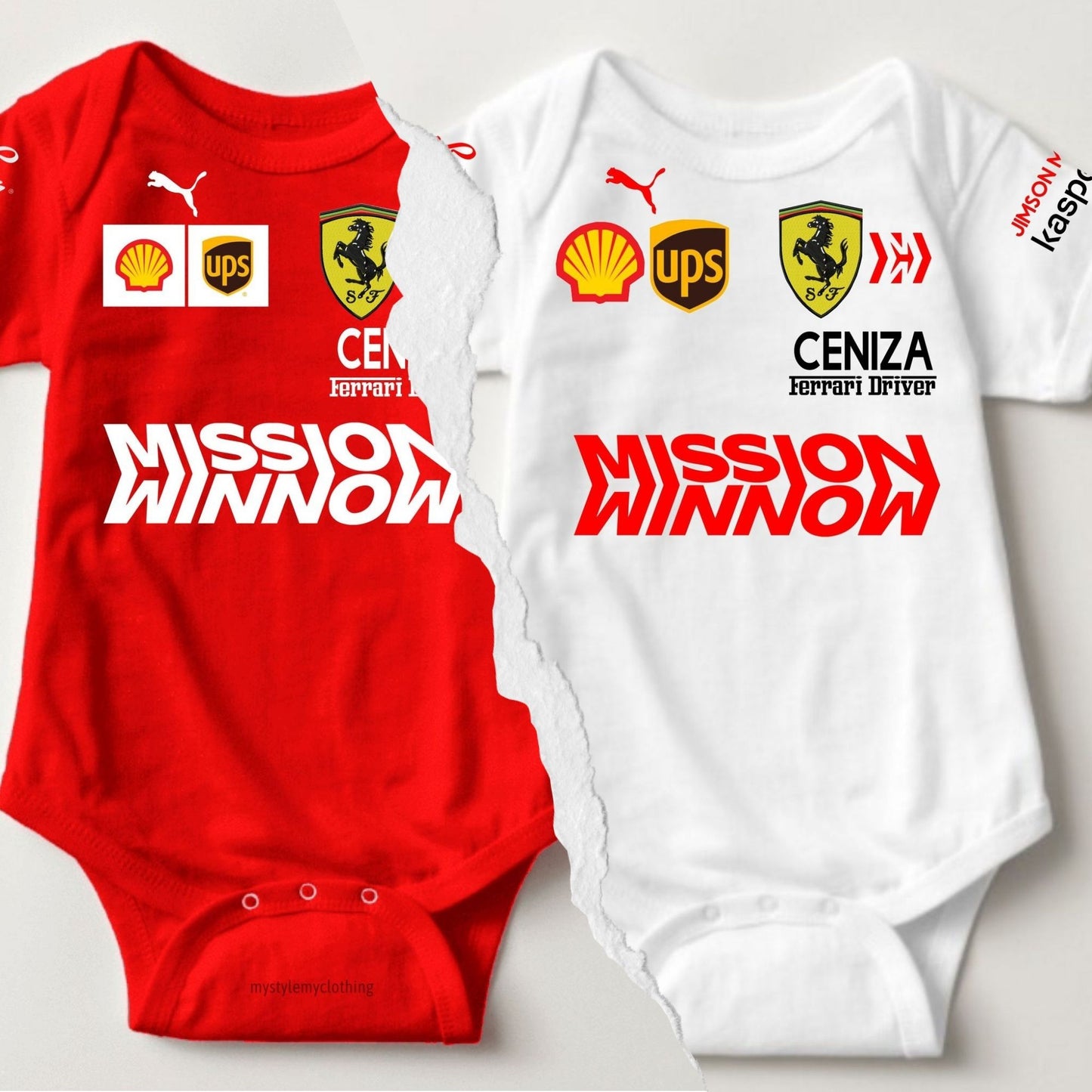 Baby Career Onesies - Car Racing Ferrari Suit (White)