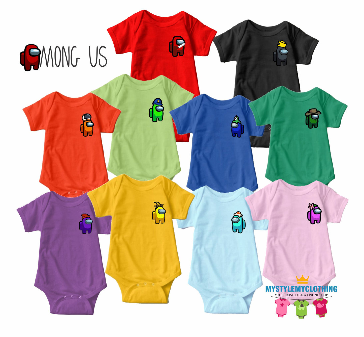 Baby Character Onesies - Among Us Green - MYSTYLEMYCLOTHING