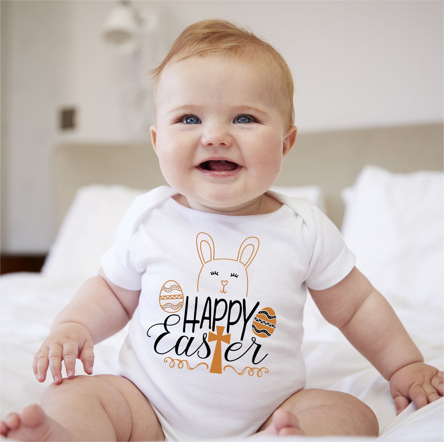 Baby Easter Onesies - Happy Easter Cross