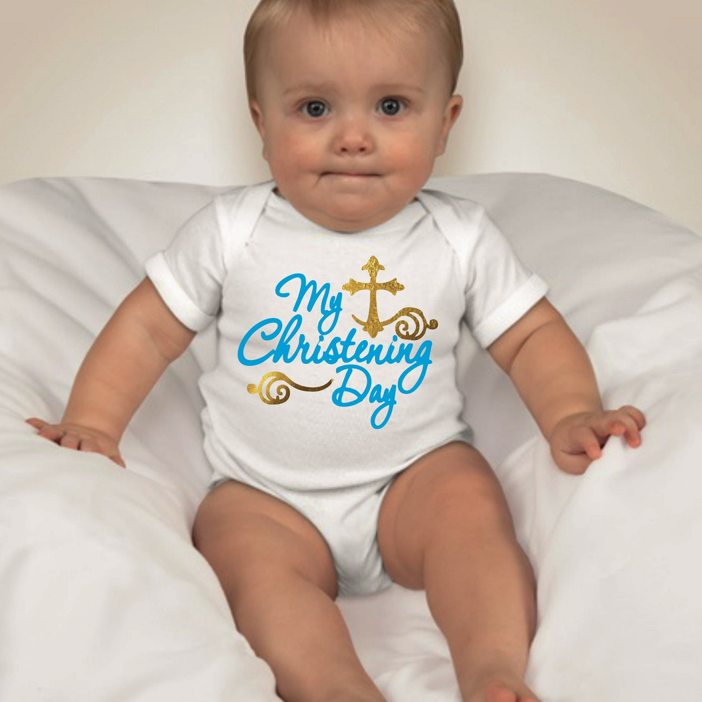 Baby My Christening Day Onesies - Boy Blue - MYSTYLEMYCLOTHING