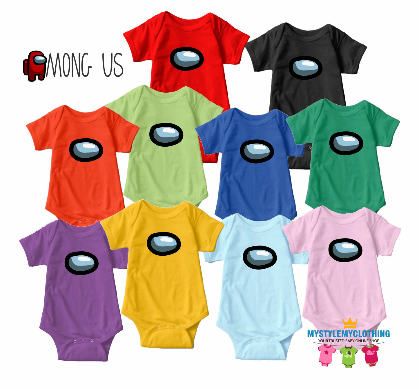 Baby Character Among Us Onesies - Black - MYSTYLEMYCLOTHING