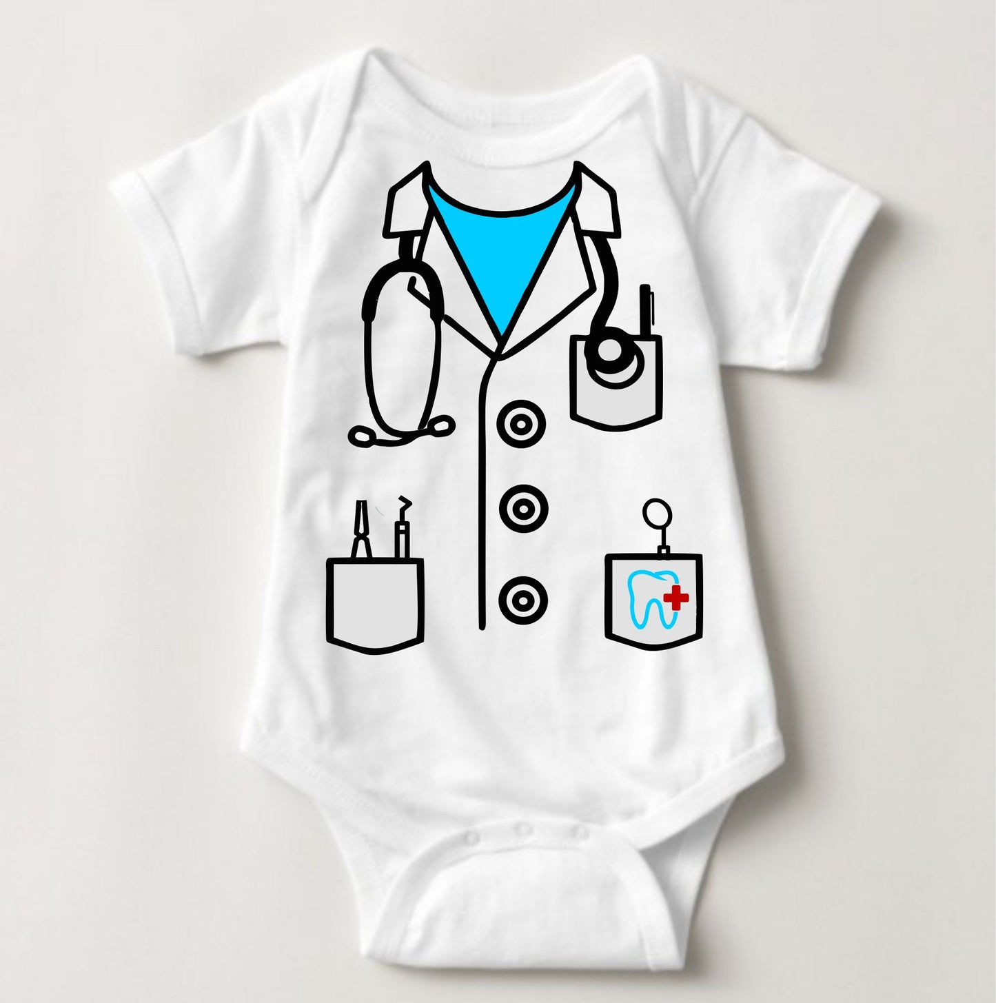 Baby Career Onesies - Dentist Scrub Suit Blue with FREE Name Print - MYSTYLEMYCLOTHING