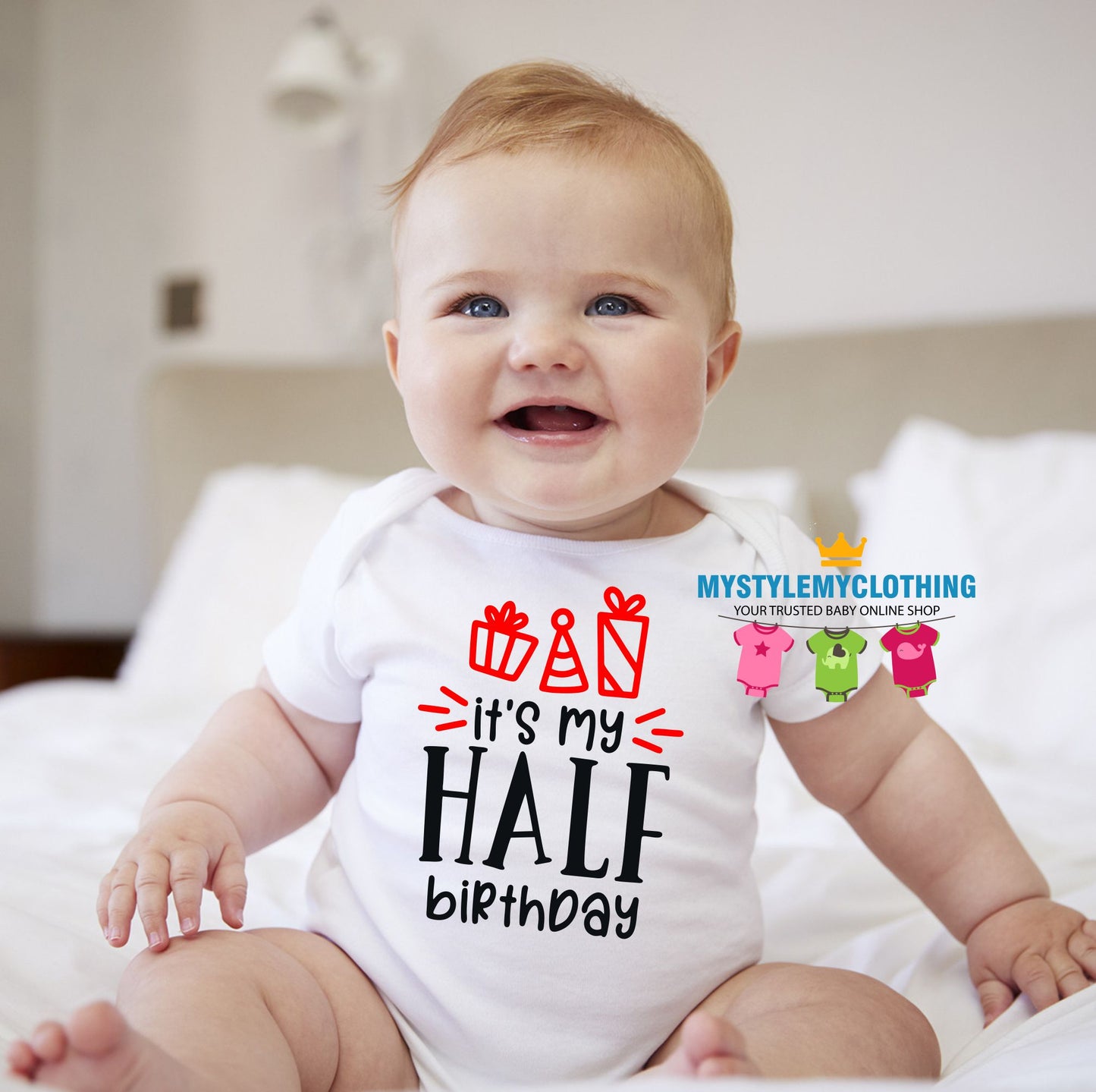 Baby 1/2 Birthday Onesies - Half Way to ONE - MYSTYLEMYCLOTHING