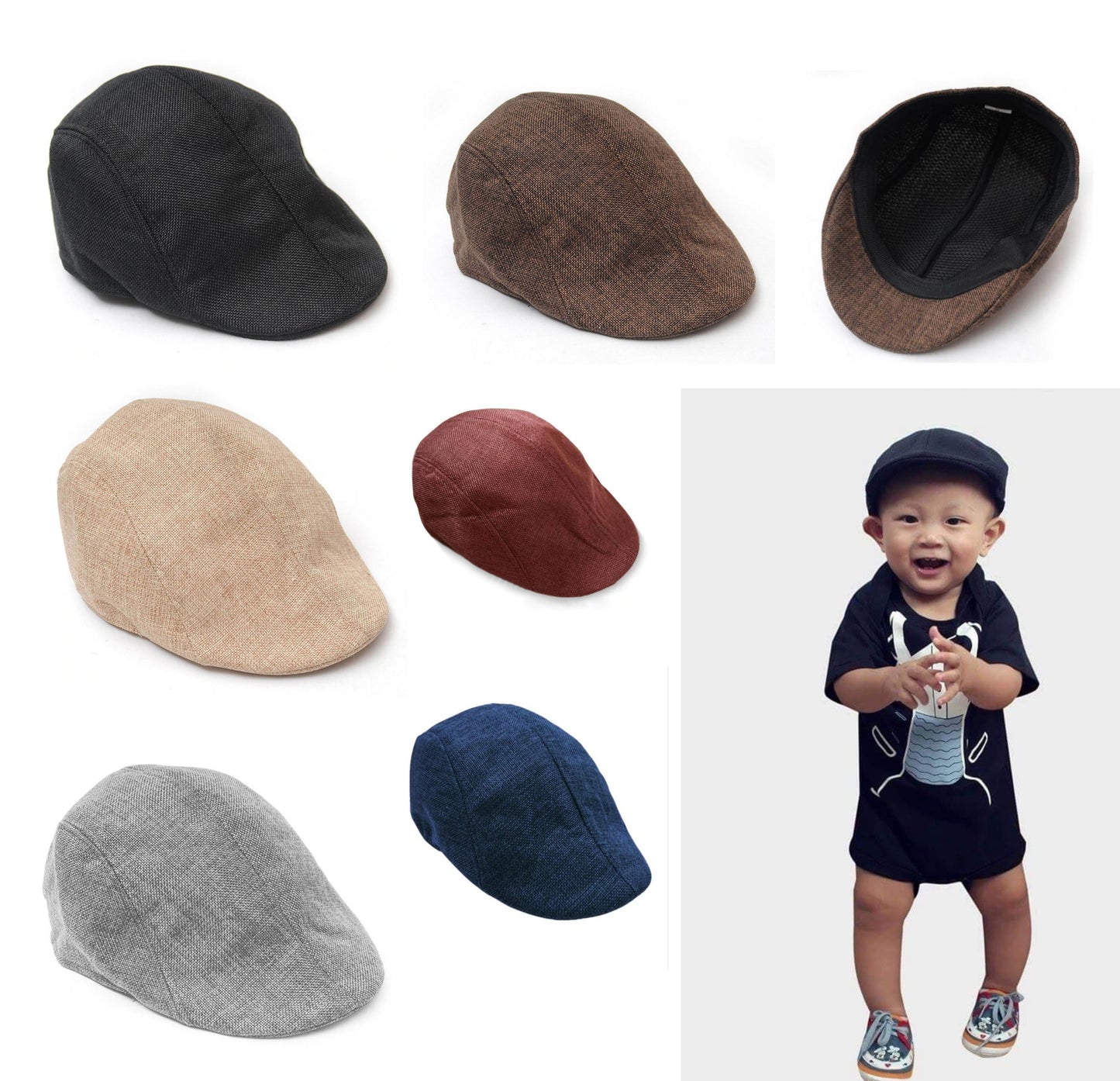 Baby Kids Retro Baker Boy, Country Golf Hat, Flat Cap, Palos - MYSTYLEMYCLOTHING