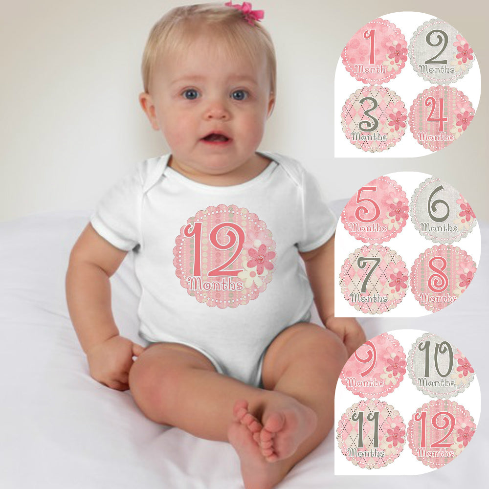 Baby Custom Monthly Onesies - Floral Pink - MYSTYLEMYCLOTHING