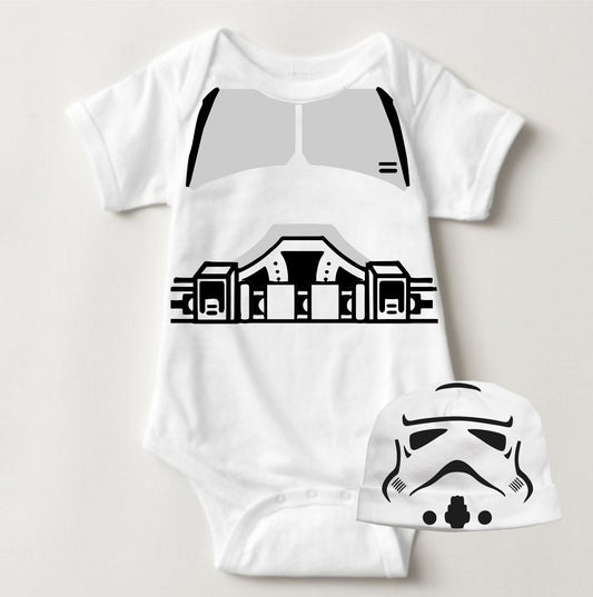 Baby Character Onesies - Star Wars StormTrooper with Bonnet Hat