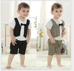 Baby Romper Formal Bowtie Checks Vest Tuxedo Romper - MYSTYLEMYCLOTHING