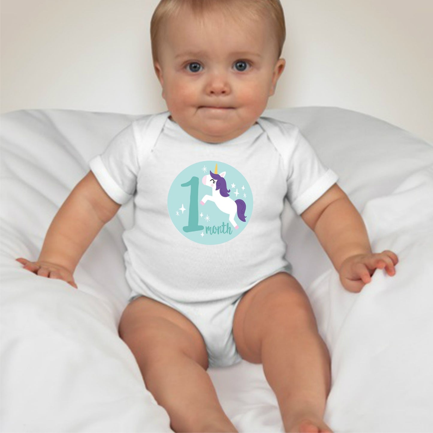Baby Custom Monthly Onesies - Unicorn Pastel - MYSTYLEMYCLOTHING