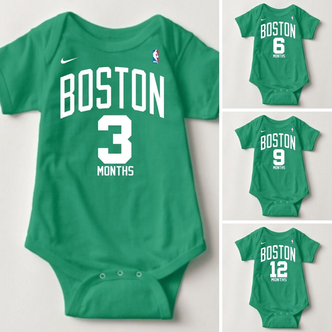 Baby Monthly Onesies - Basketball Jersey Boston Celtics
