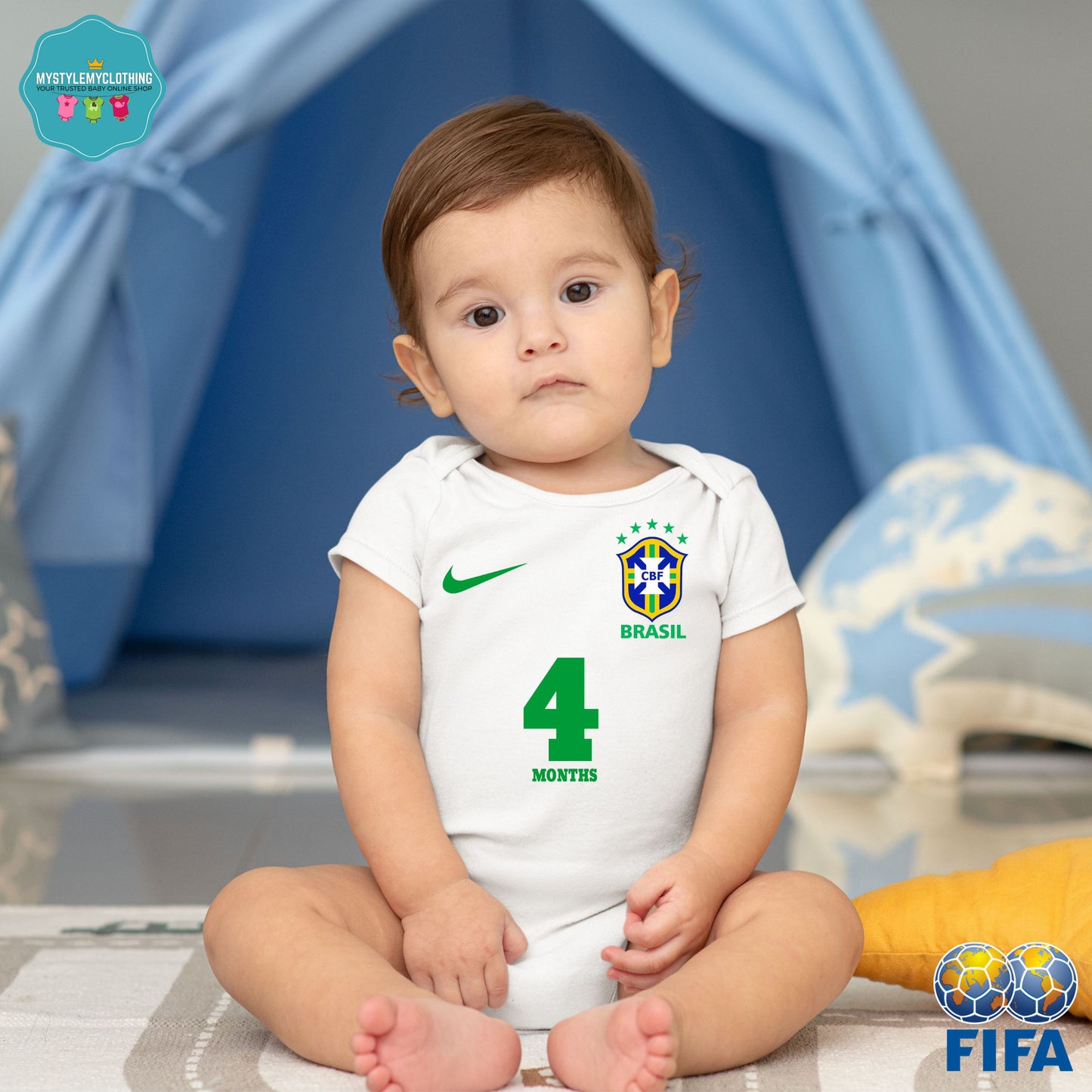 Baby FIFA Soccer Football Jersey Onesies - Brazil