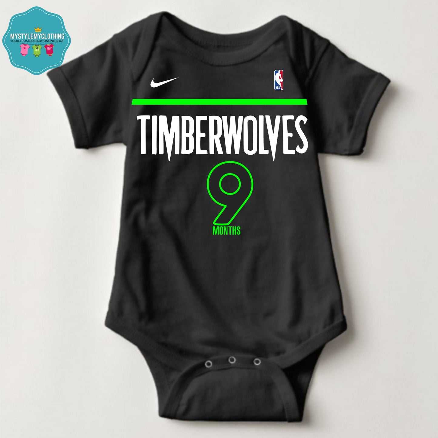 Baby Monthly Onesies - Basketball Jersey Minnesota Timberwolves