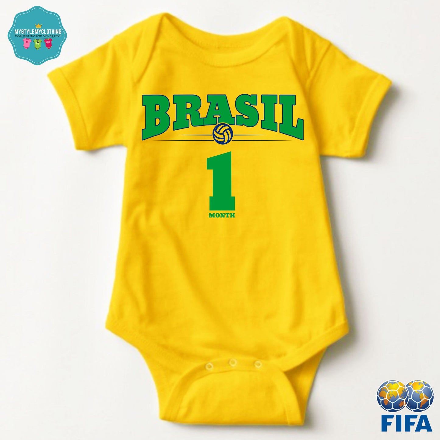 Baby FIFA Soccer Football Jersey Onesies - Brazil