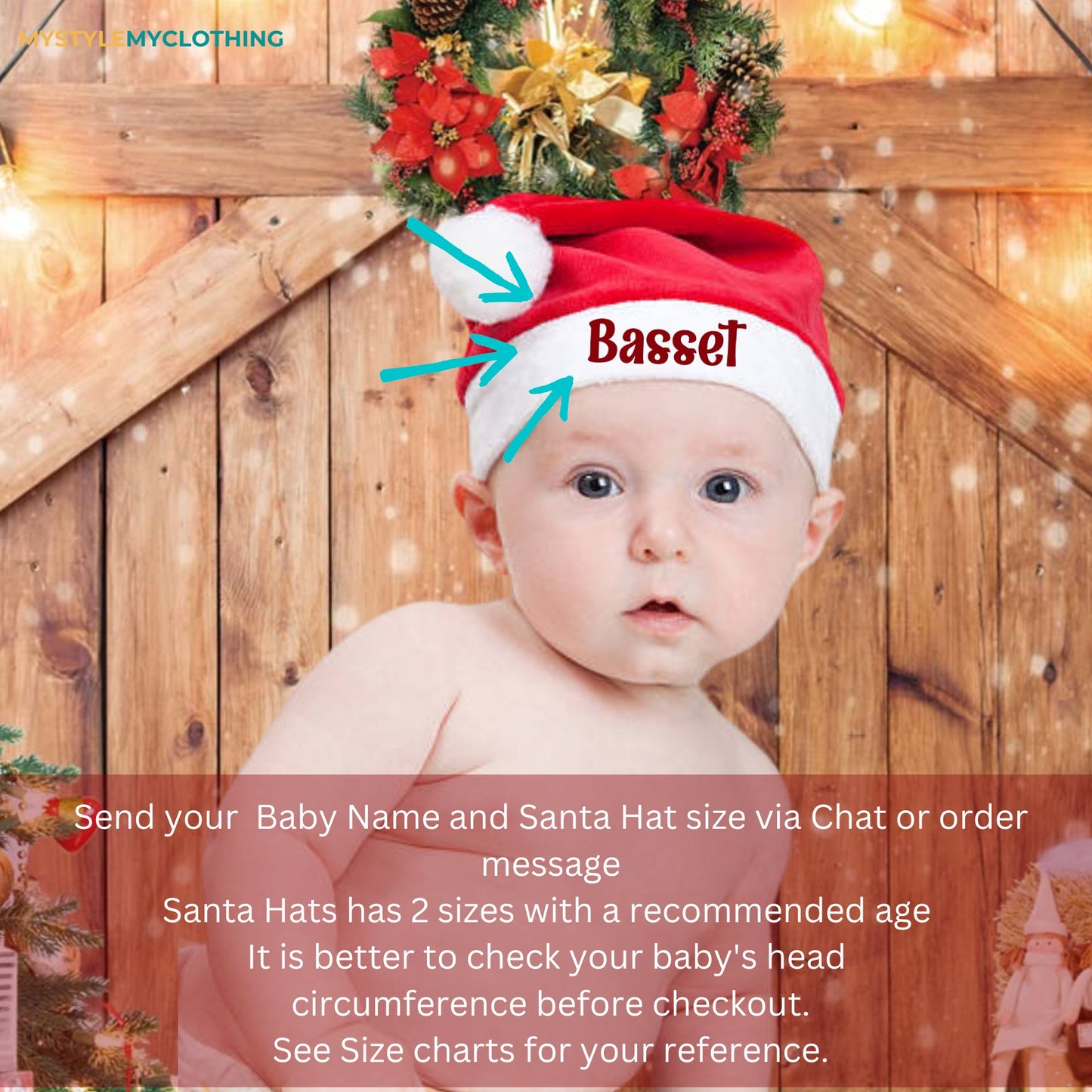 Baby Christmas Holiday Onesies with Customized Santa Hat - My First Christmas Pacifier