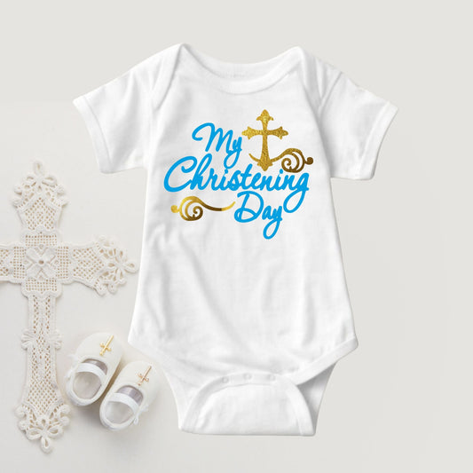 Baby Christening Baptism Dedication - My Christening Day Boy Blue Gold