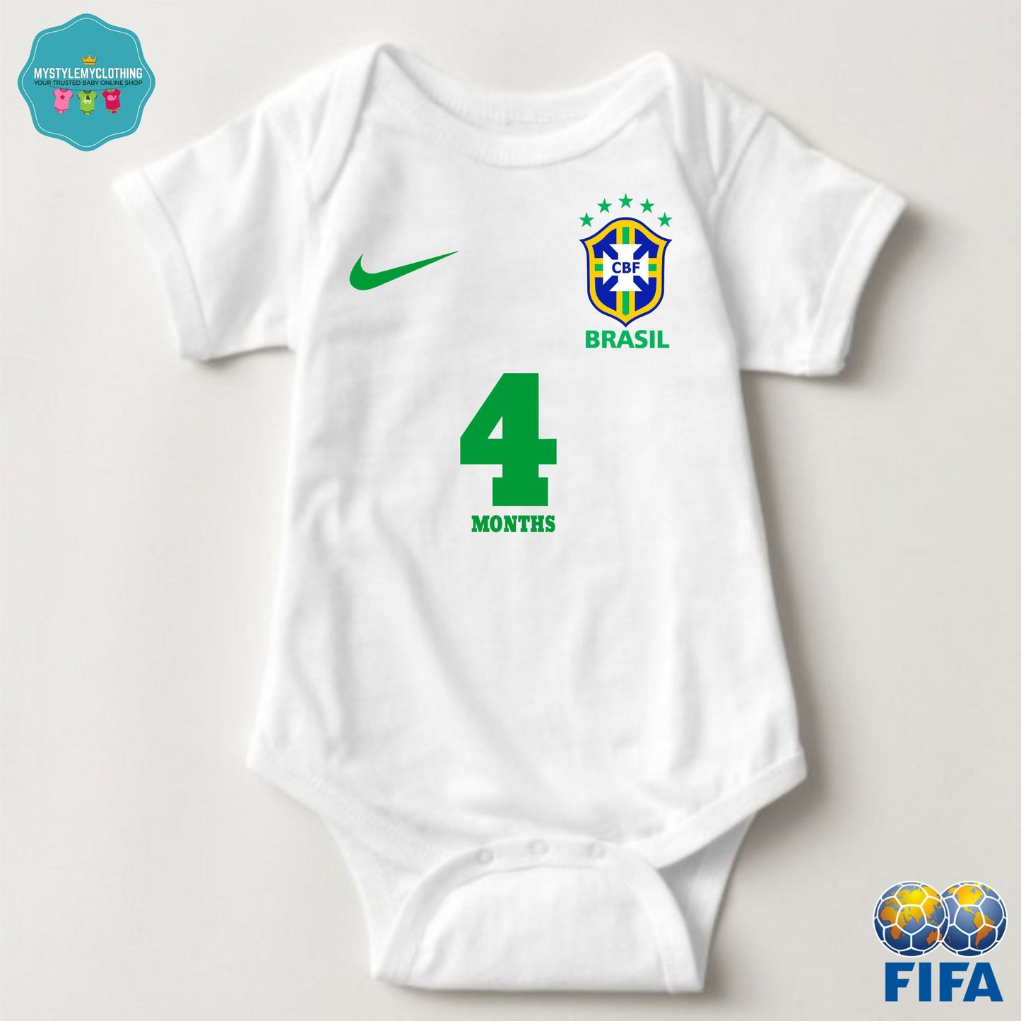 Baby FIFA Soccer Football Jersey Onesies - Brazil