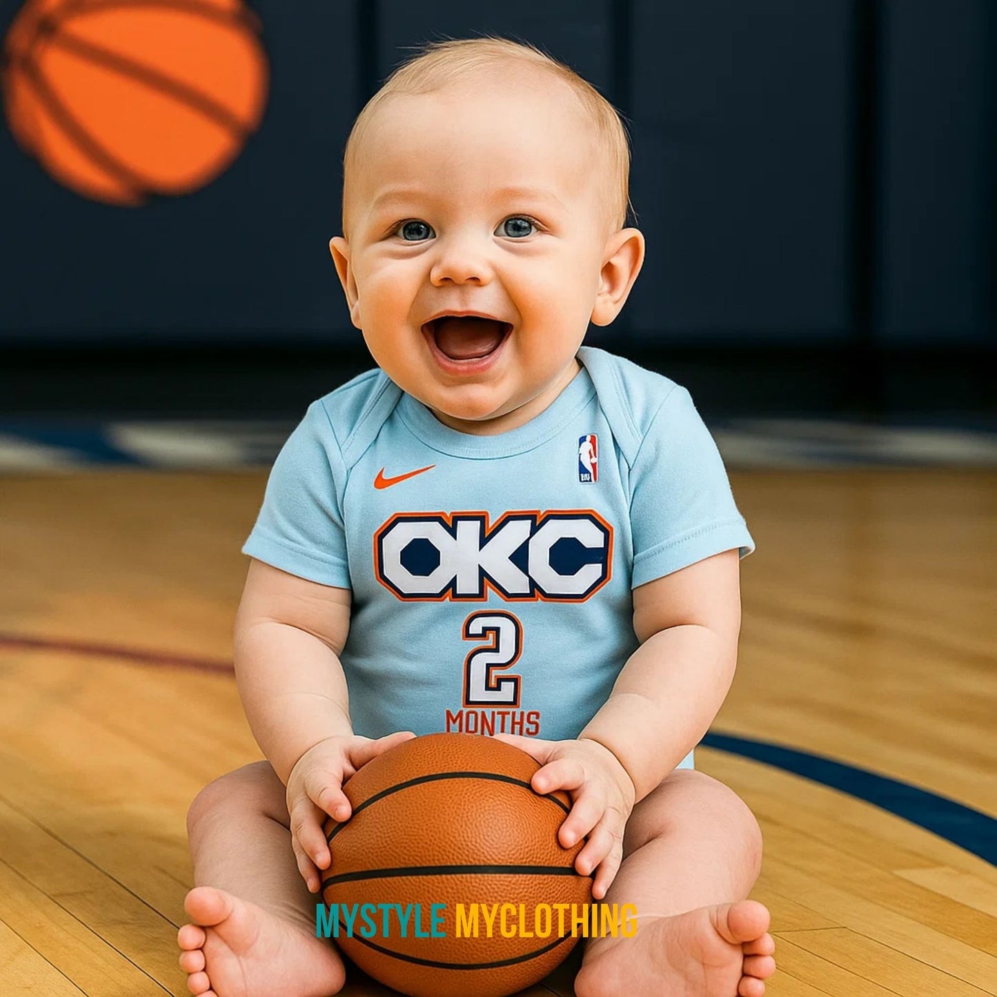 Baby Monthly Onesies - Basketball Jersey Oklahoma City Thunder