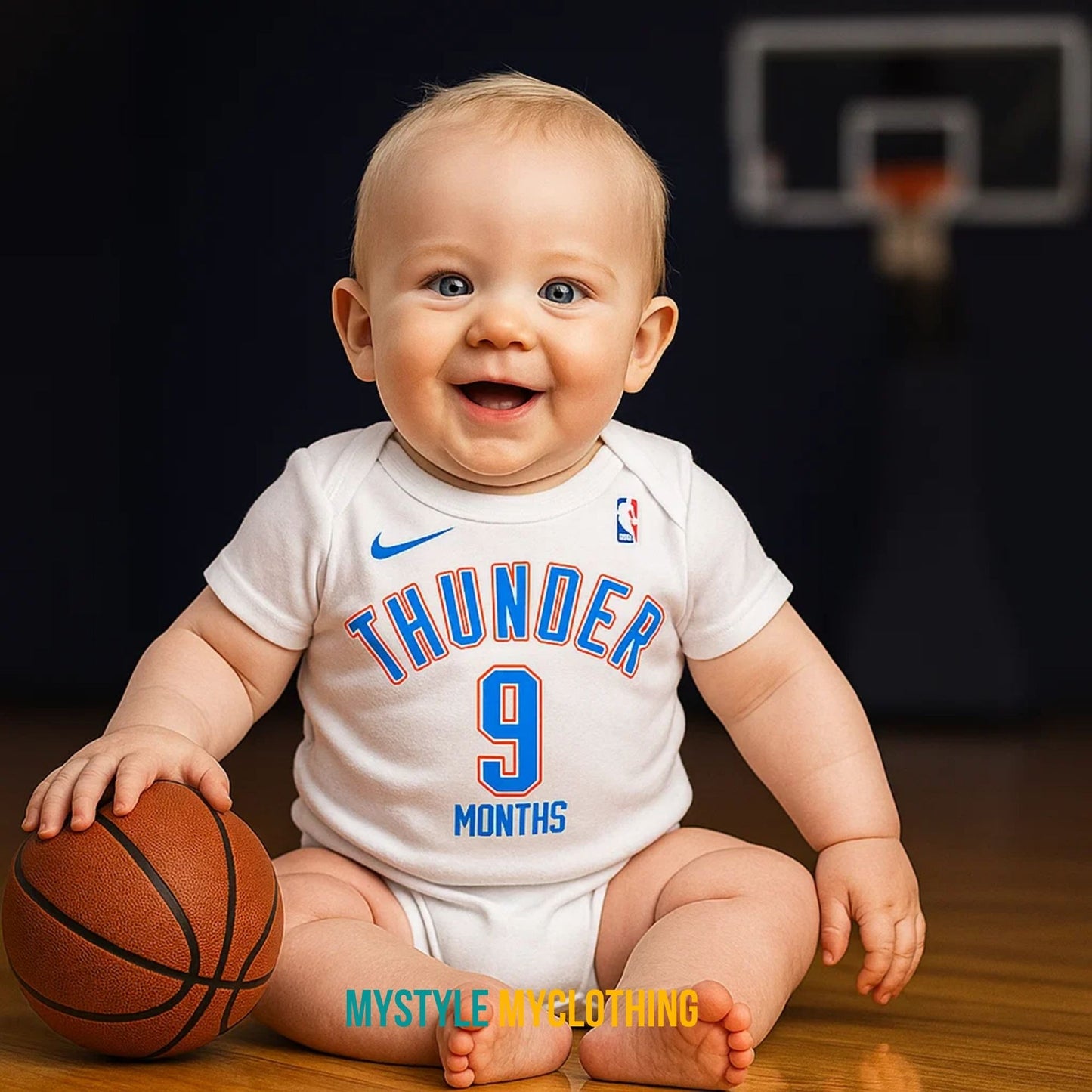Baby Monthly Onesies - Basketball Jersey Oklahoma City Thunder