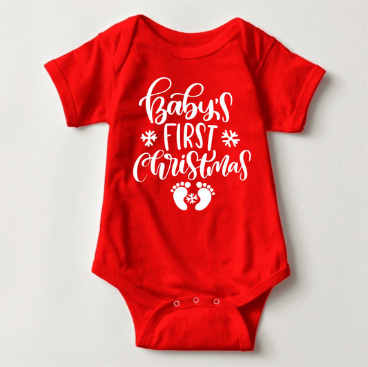 Baby Christmas Holiday Onesies with Customized Santa Hat - Baby First Christmas