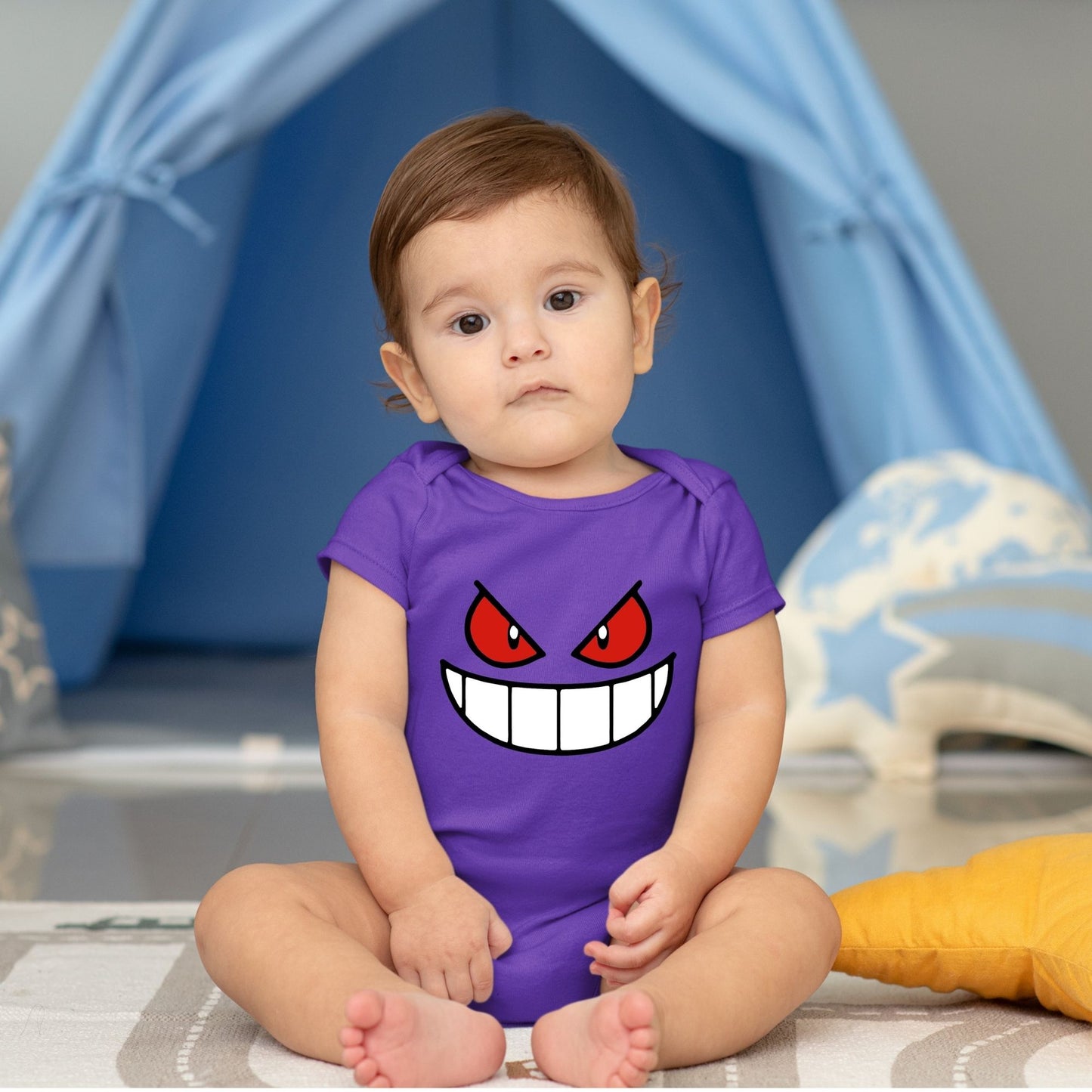 Baby Character Onesies with Name Back Print  - Pokemon Gengar