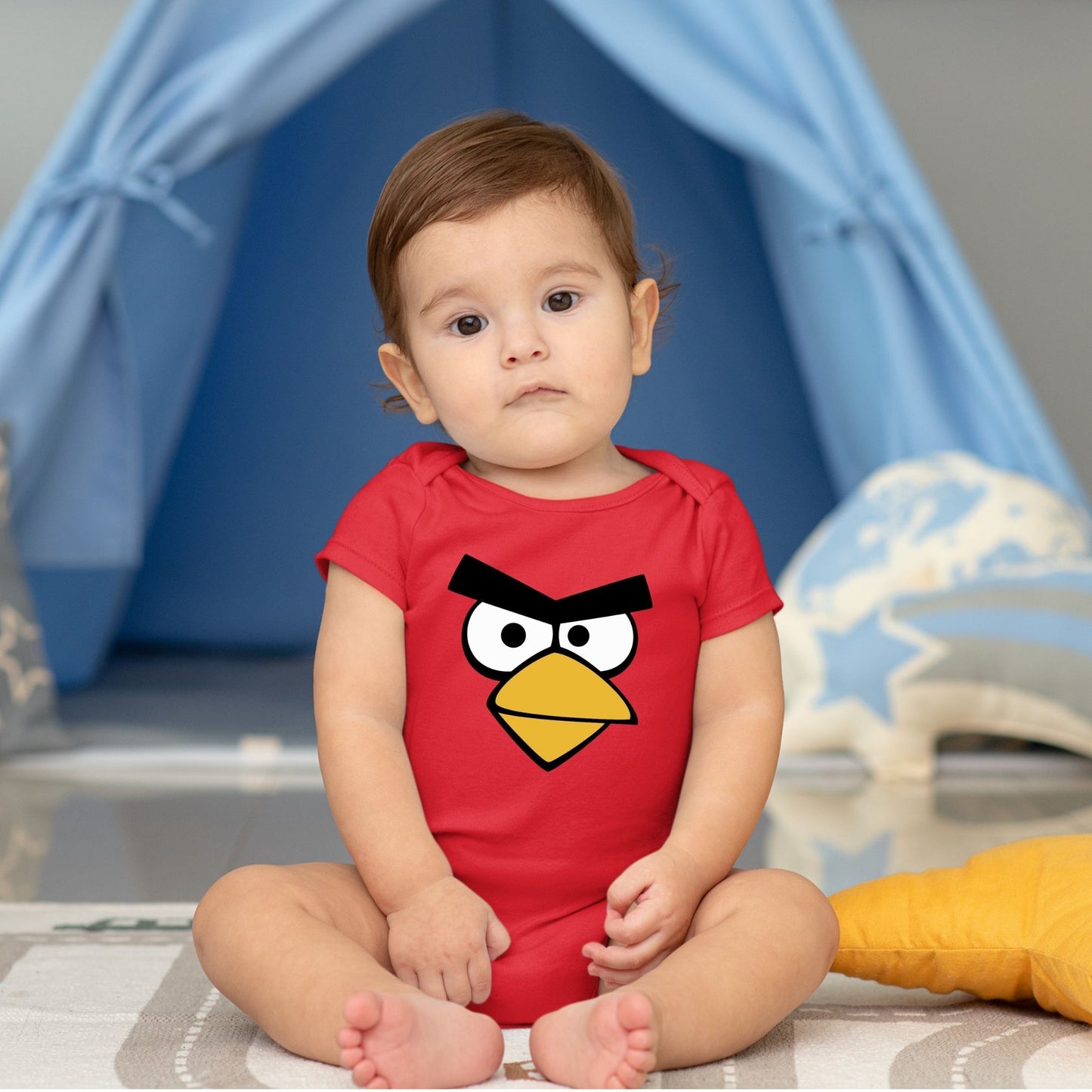 Baby Character Onesies with FREE Name Back Print  Angry Bird Red