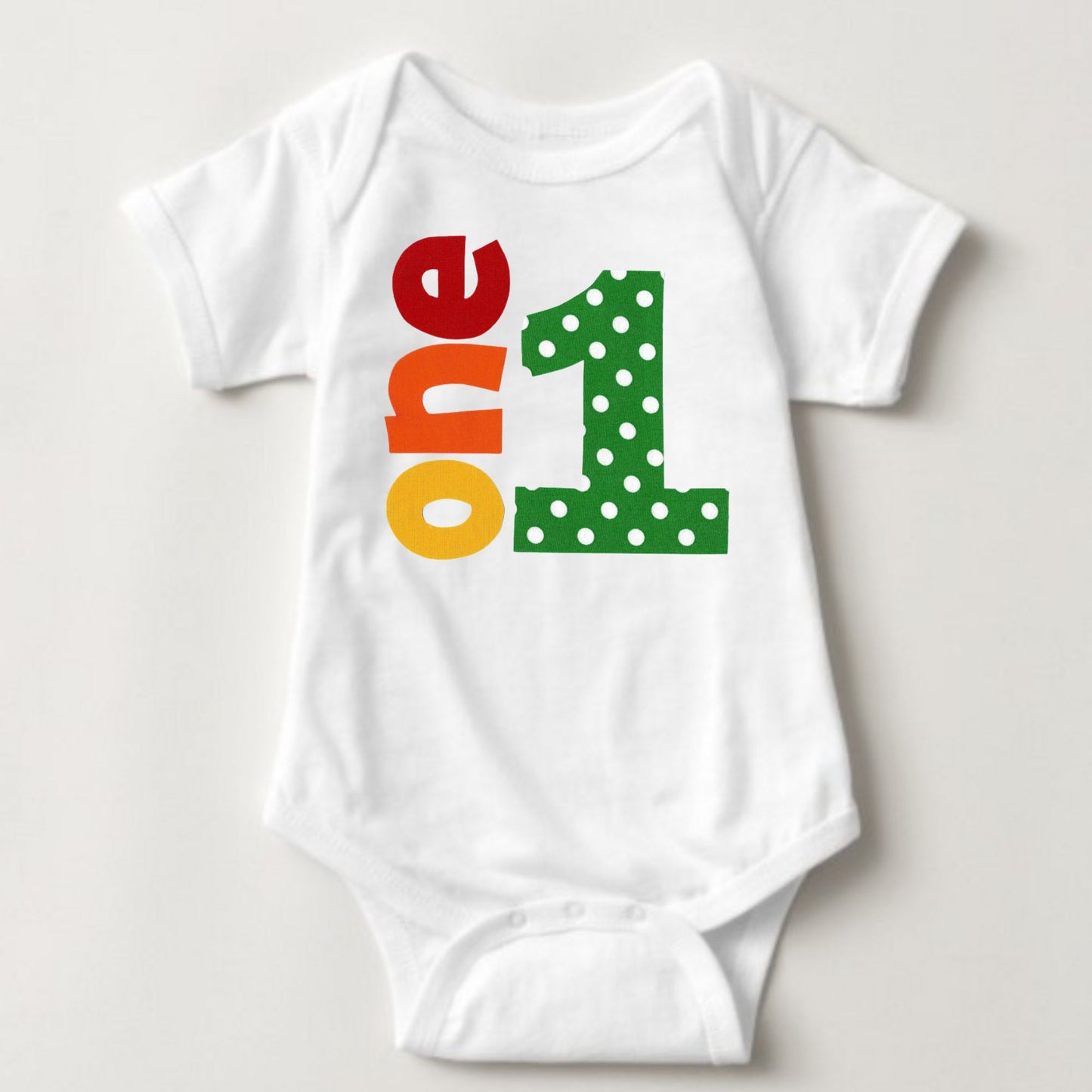 Baby 1st Birthday Onesies - 1 One (Green Polka)