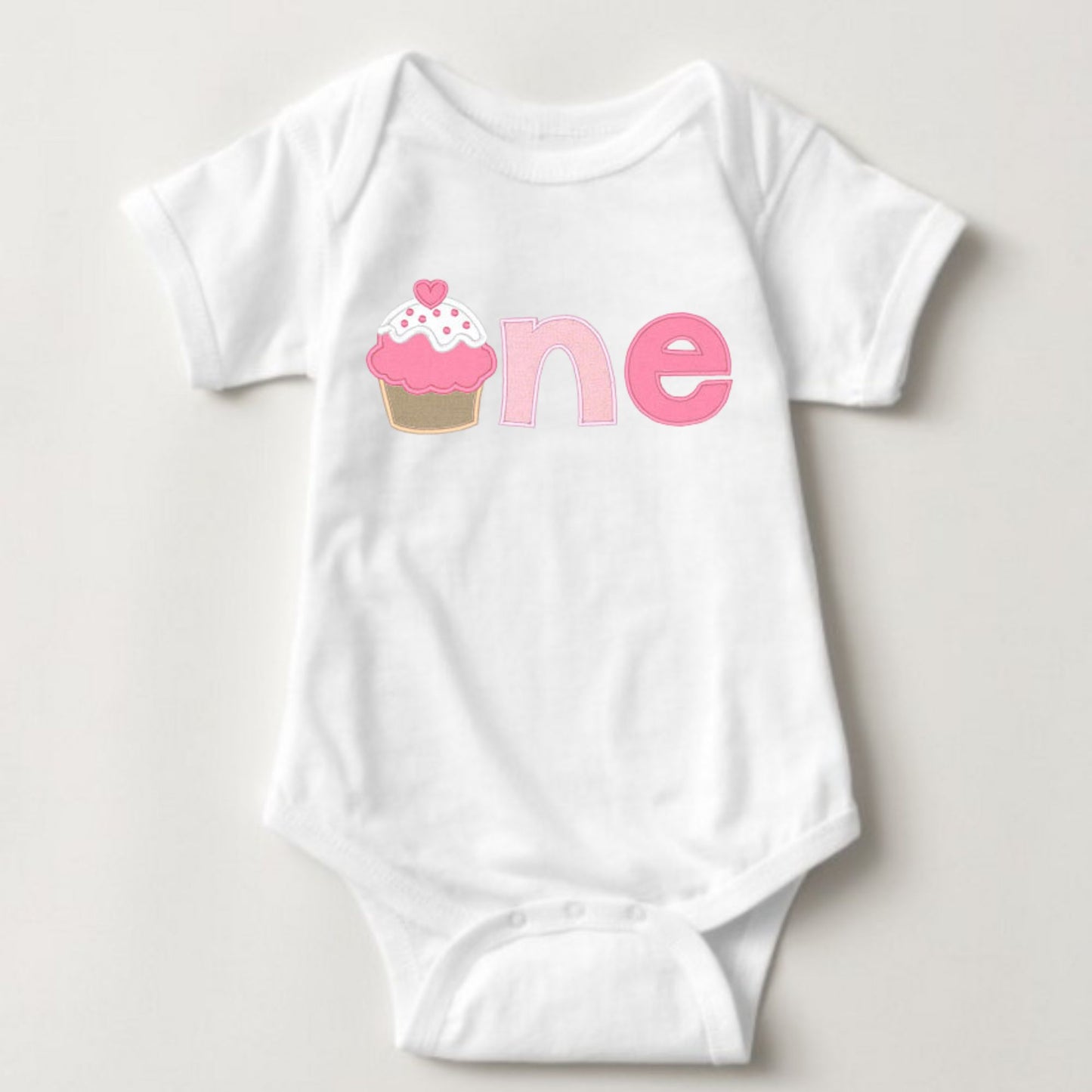 Baby 1st Birthday Onesies - 1 One (Cupcake)