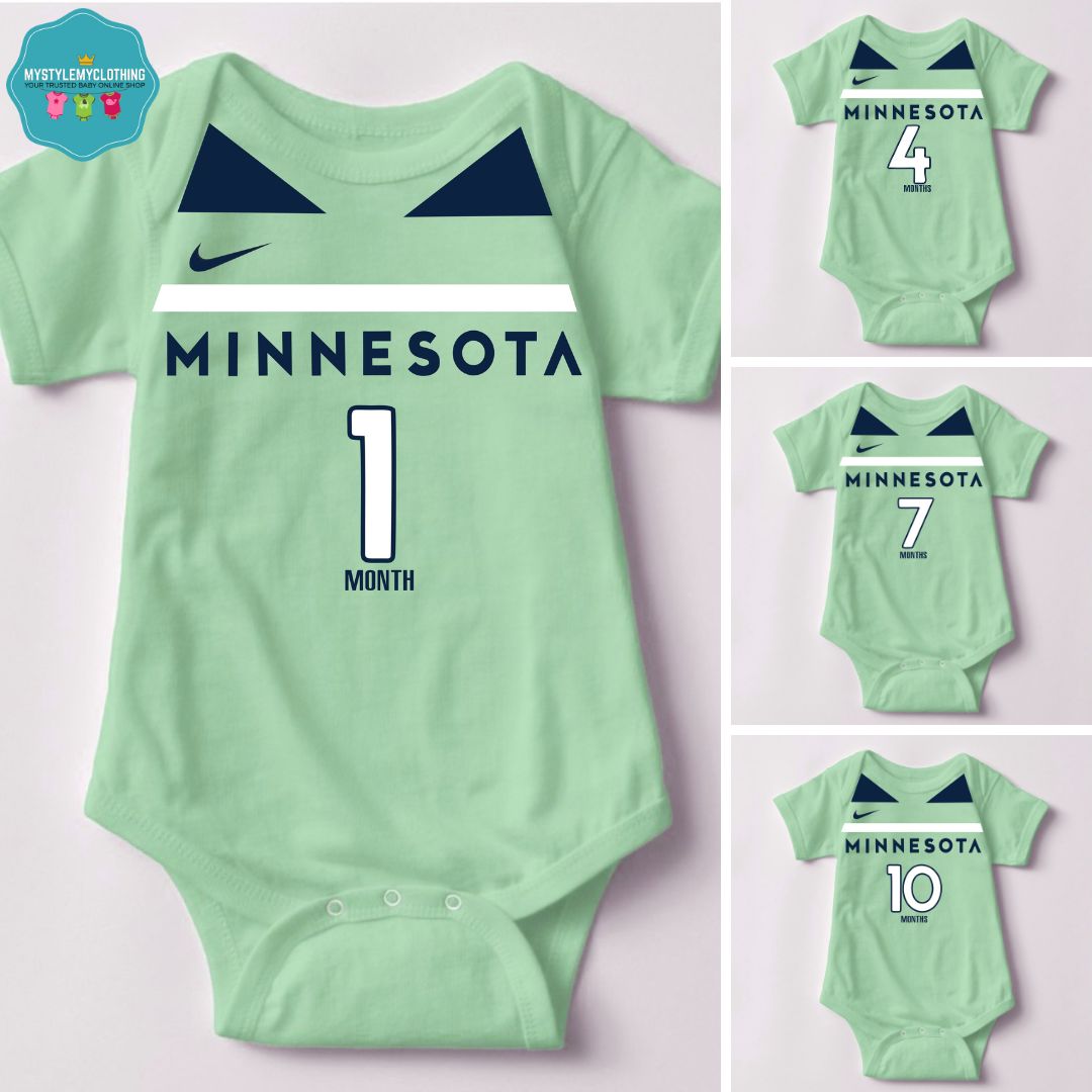 Baby Monthly Onesies - Basketball Jersey Minnesota Timberwolves