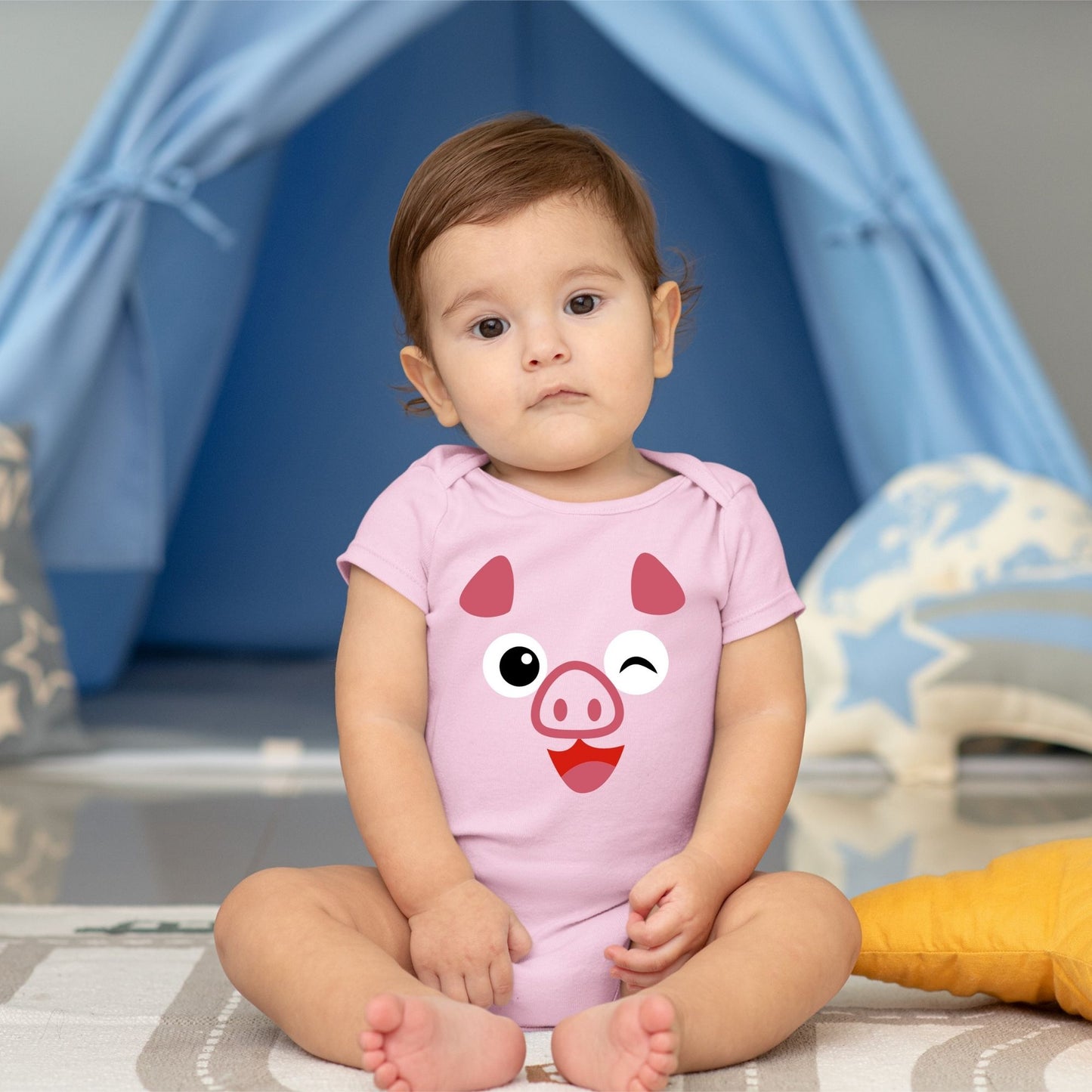 Baby Character Onesies- Cute Pig Pink