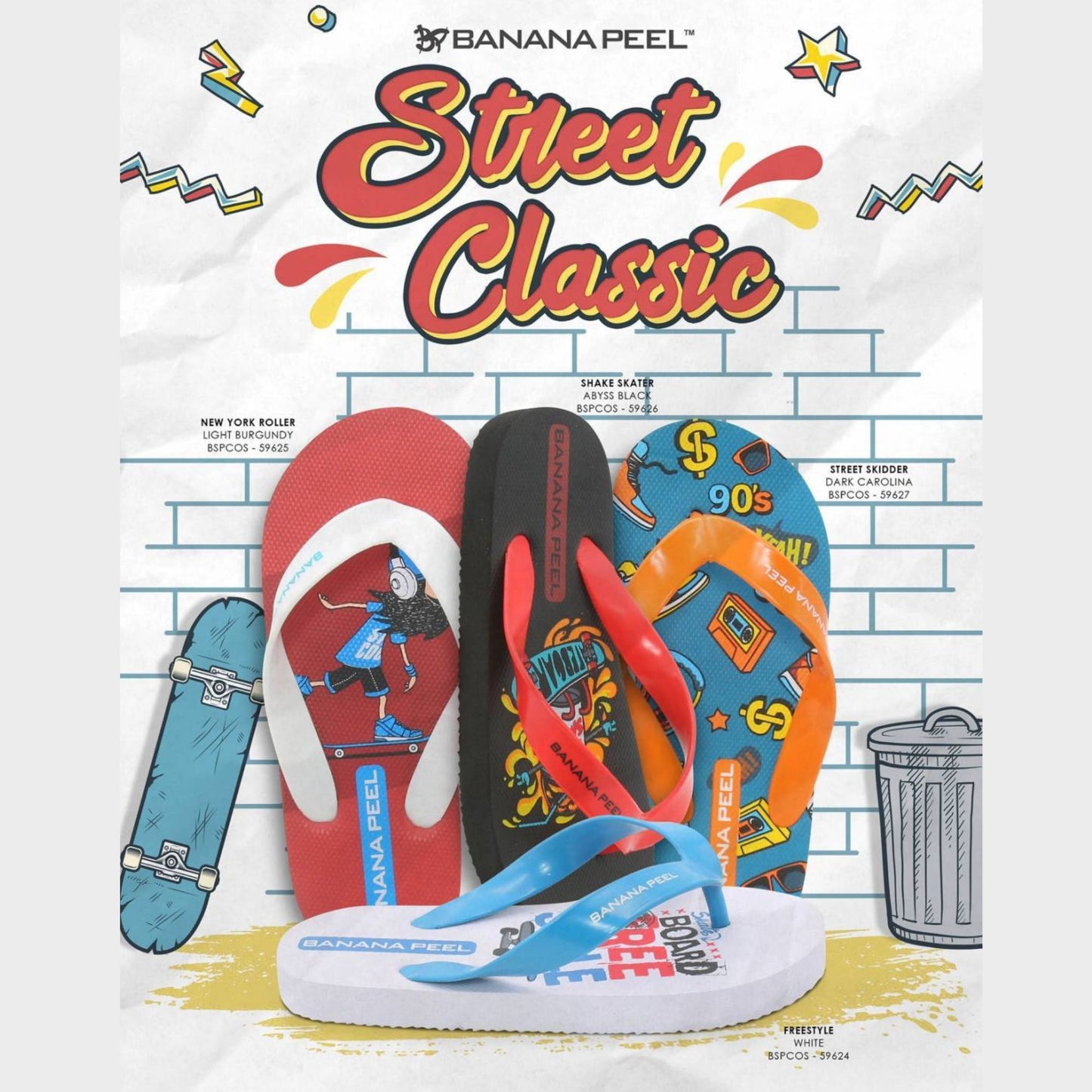 Banana Peel Boys Slippers Kids Street Classic - Skate Skater