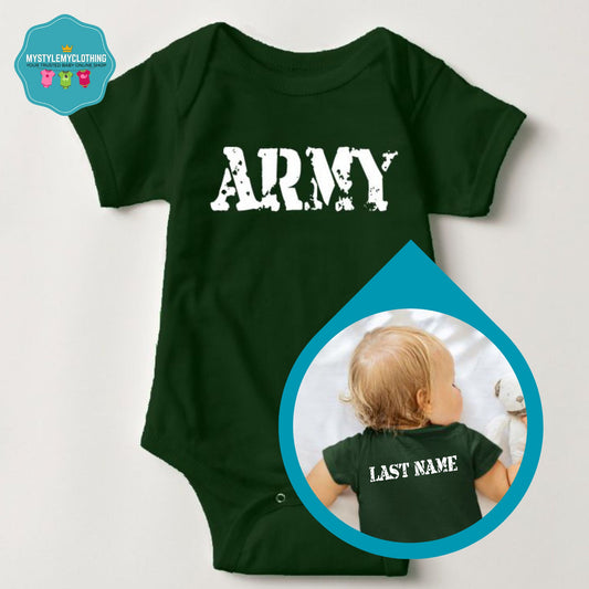 Baby Career Onesies with Free Name Back Print - Army