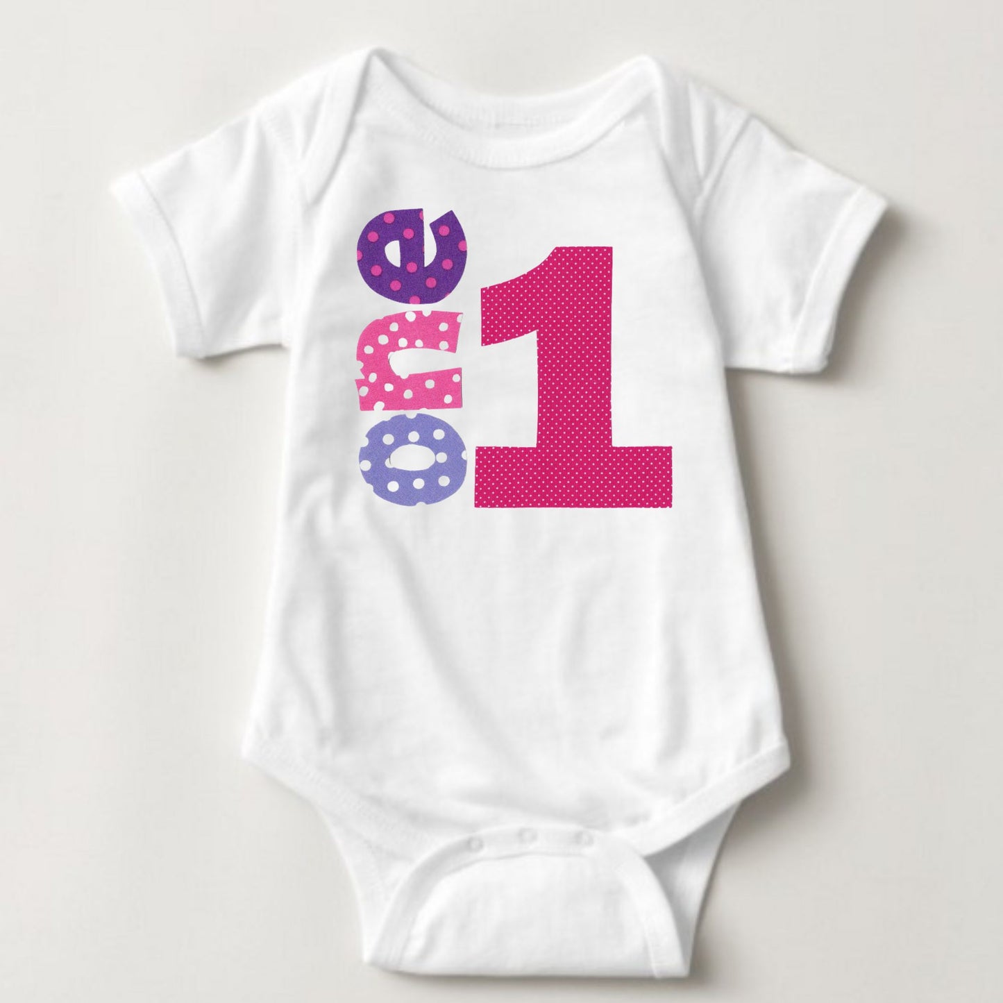 Baby 1st Birthday Onesies - 1 One (Fuchsia Pink)