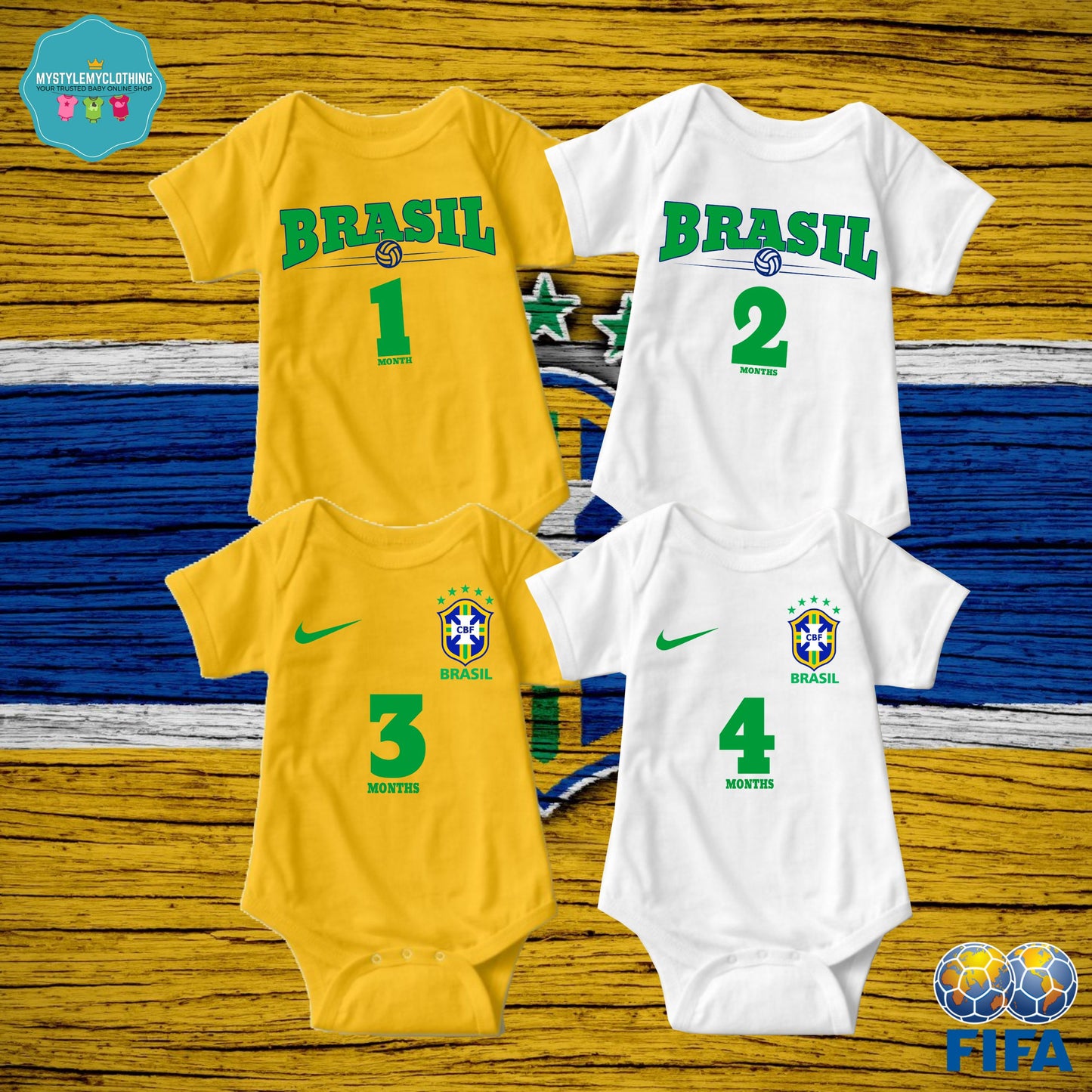 Baby FIFA Soccer Football Jersey Onesies - Brazil