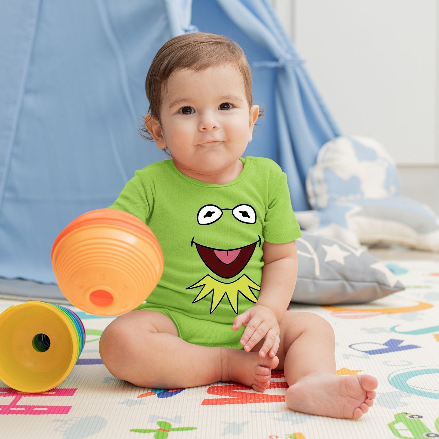 Baby Character Onesies with FREE Name Back Print - Sesame Street Kermit the Frog