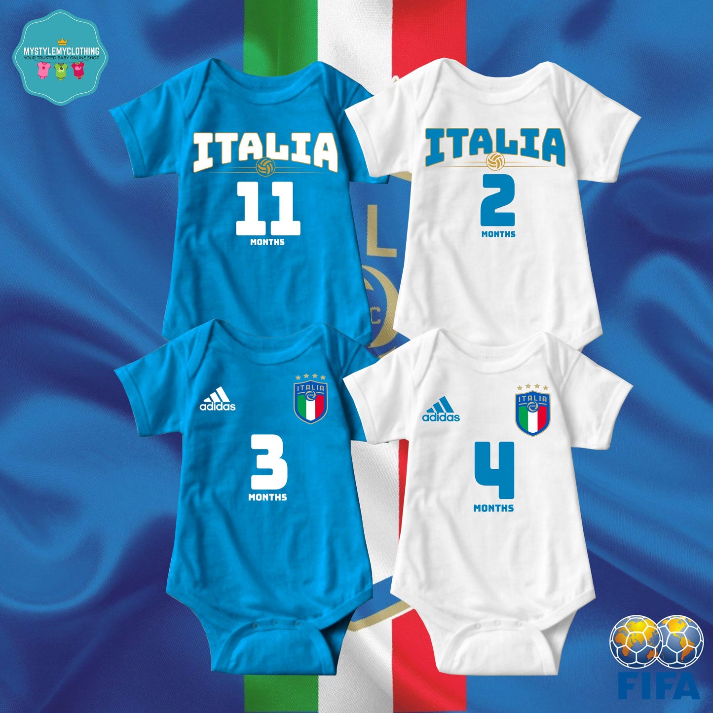 Baby FIFA Soccer Football Jersey Onesies - Italia