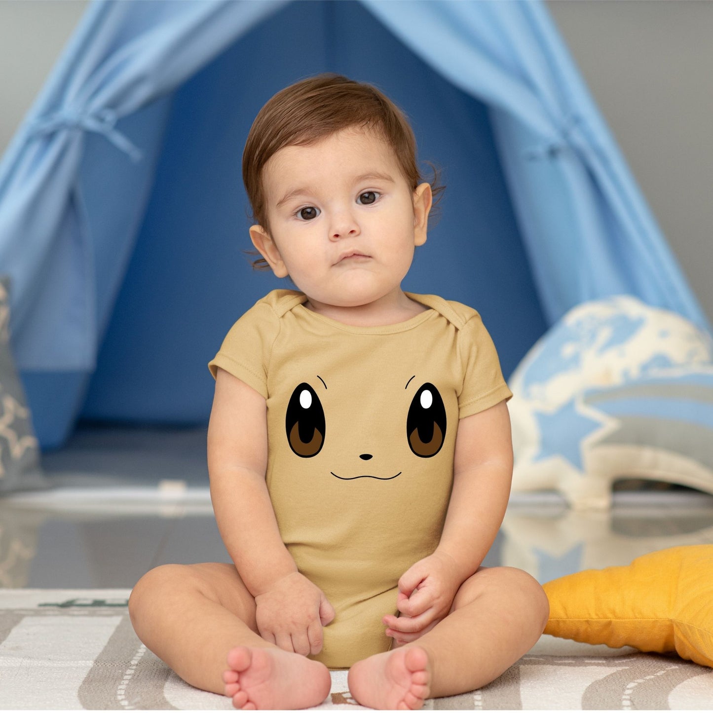 Baby Character Onesies with Name Back Print - Pokemon Eevie